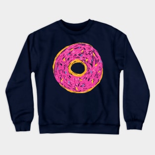 Pink donut crayon kid sketch Crewneck Sweatshirt